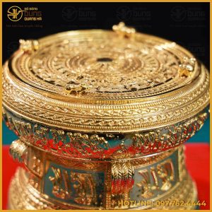 Quả trống đồng mạ vàng 24K cao cấp đường kính 20cm