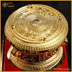 Quả trống đồng mạ vàng kích thước 10cm