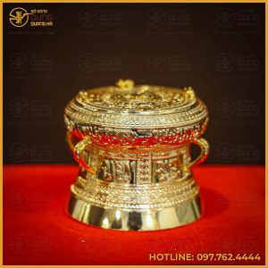 Quả trống đồng mạ vàng kích thước 10cm