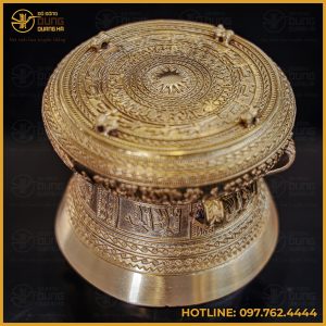 Quả trống đồng vàng quà tặng lưu niệm đường kính 12cm