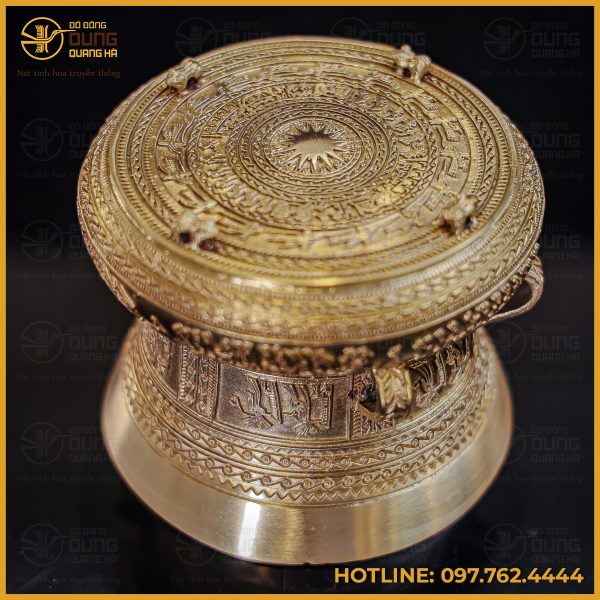 Quả trống đồng vàng quà tặng lưu niệm đường kính 12cm