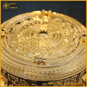 Quả trống đồng quà tặng mạ vàng đường kính 30cm cao cấp