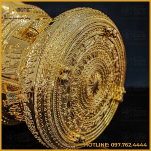 Quả trống đồng quà tặng mạ vàng đường kính 30cm cao cấp