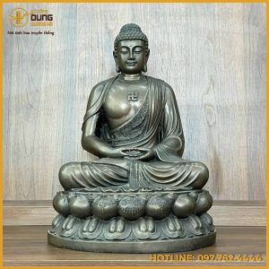 Tượng Phật A Di Đà ngồi thiền bằng đồng làm màu