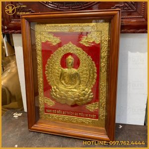 Tranh Phật Thích Ca bằng đồng dát vàng cao cấp