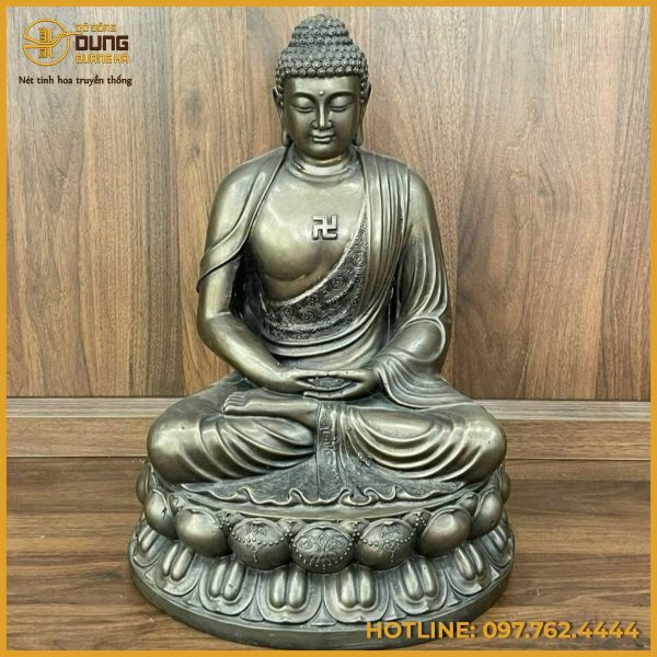 Tượng Phật A Di Đà ngồi thiền bằng đồng làm màu