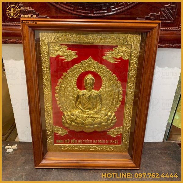 Tranh Phật Thích Ca bằng đồng dát vàng cao cấp