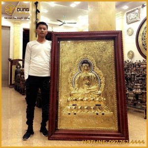 Tranh Phật tổ Như Lai bằng đồng mạ vàng cao cấp