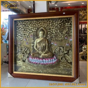 Tranh Phật Thích Ca Mâu Ni bằng đồng làm màu độc đáo