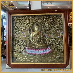 Tranh Phật Thích Ca Mâu Ni bằng đồng làm màu độc đáo