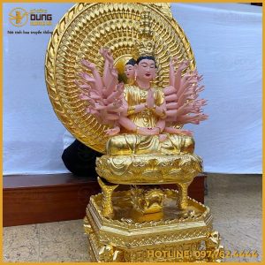 Tượng Phật Thiên Thủ Thiên Nhãn ngự tòa sen dát vàng độc đáo