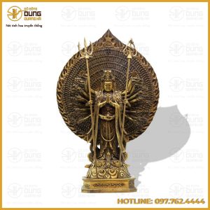 Tượng Thiên Thủ Thiên Nhãn dáng đứng bằng đồng vàng cao cấp