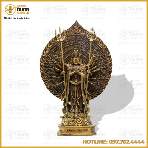 Tượng Thiên Thủ Thiên Nhãn dáng đứng bằng đồng vàng cao cấp