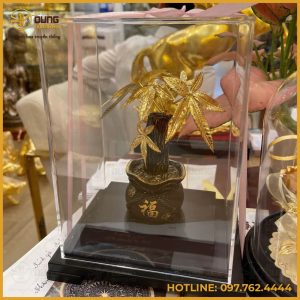 Quà tặng cây kim tiền chữ Phúc bằng đồng mạ vàng