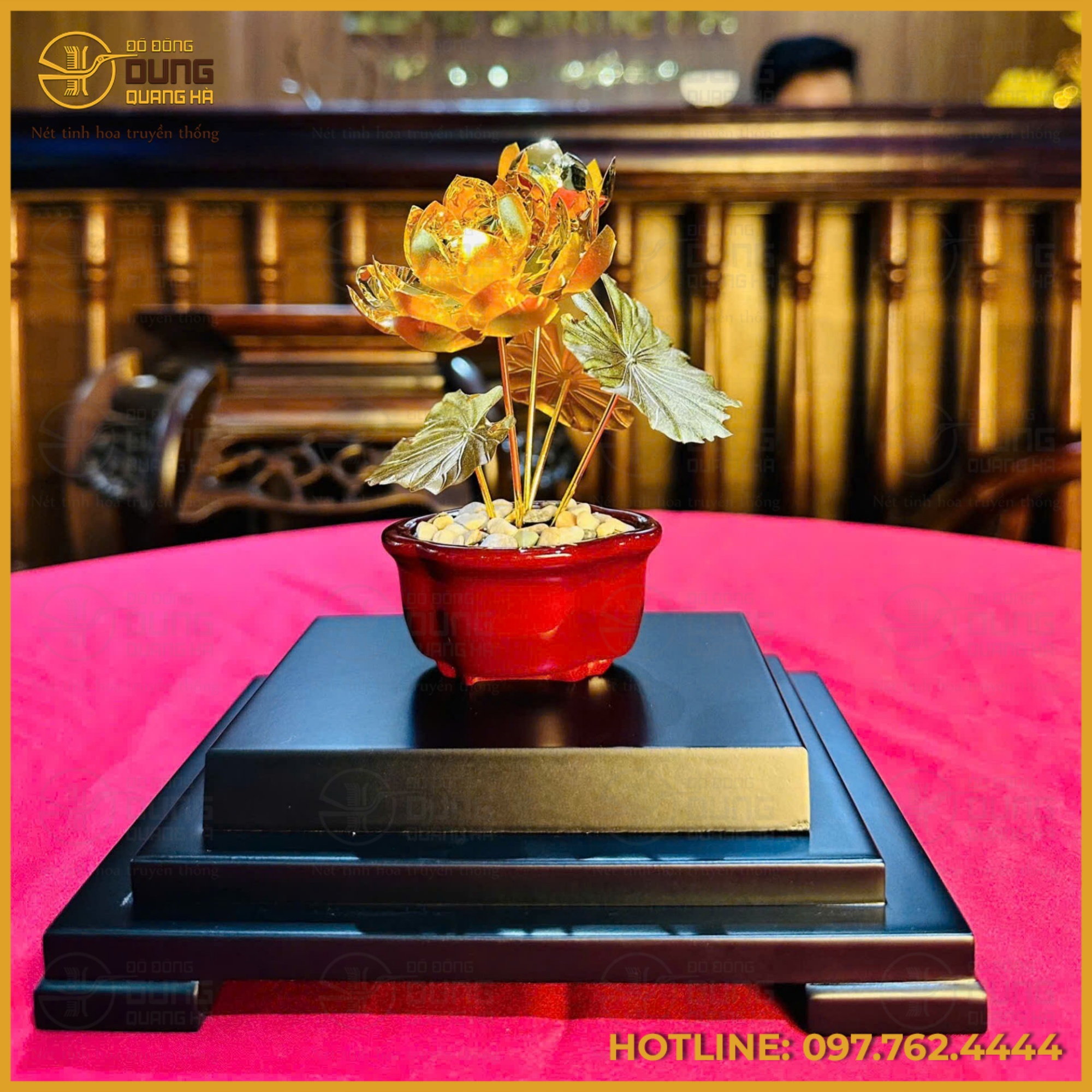 Quà tặng lưu niệm chậu hoa sen mạ vàng cao cấp Quà tặng lưu niệm chậu hoa sen mạ vàng cao cấp