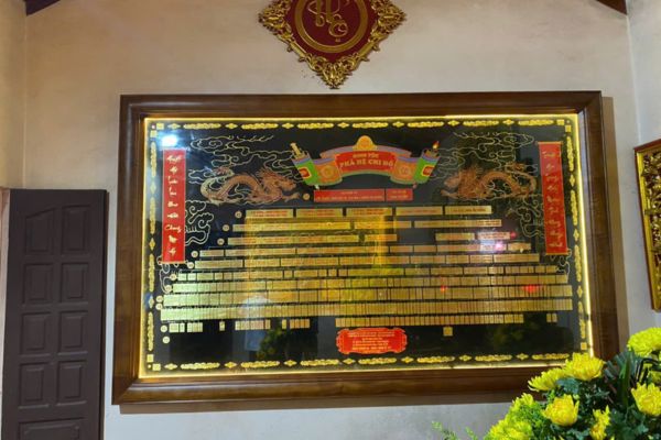 Gia phả dòng họ Đinh bằng đồng khung gỗ cao cấp