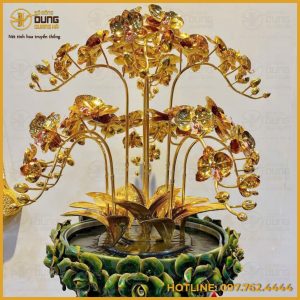 Quà tặng chậu hoa lan bằng đồng mạ vàng