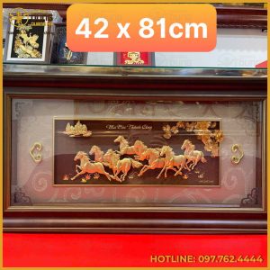 Tranh mã đáo thành công bằng đồng cao cấp kích thước 41cm x 81cm