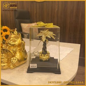 Quà tặng cây kim tiền mạ vàng bằng đồng tạo hình độc đáo