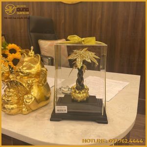 Quà tặng cây kim tiền mạ vàng bằng đồng tạo hình độc đáo