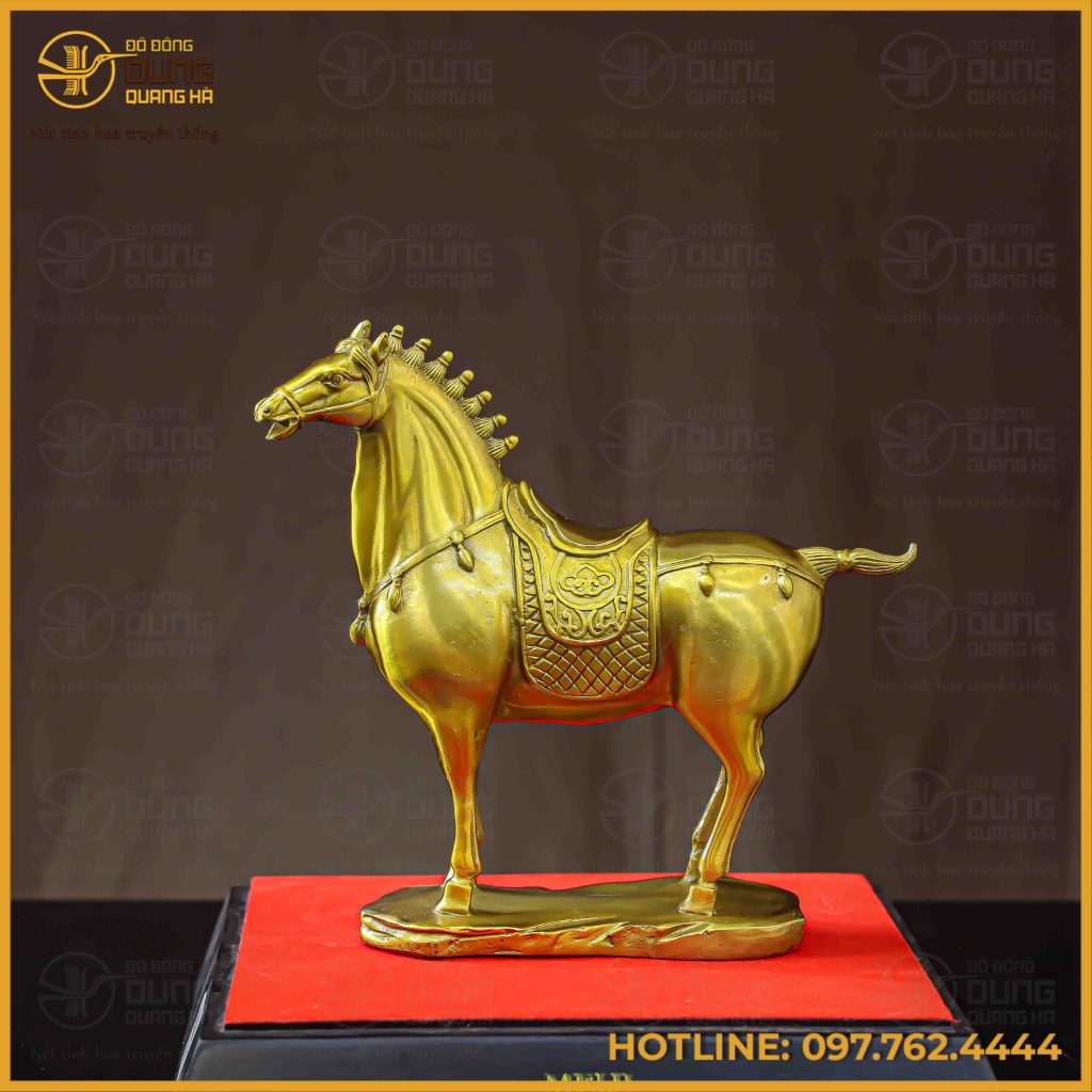Tượng ngựa đồng vàng cao 20cm