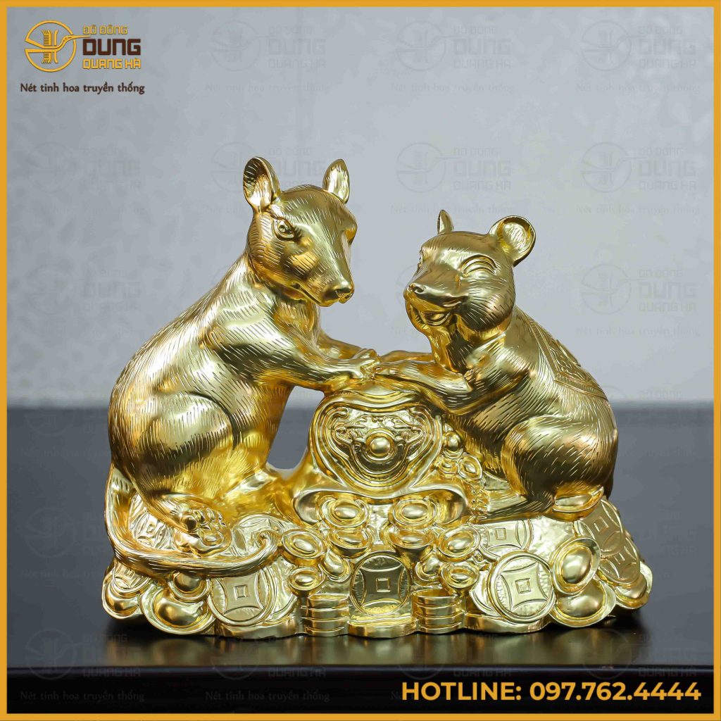 Vẻ đẹp tinh xảo, vương giả của tượng chuột đôi đồng đỏ dát vàng