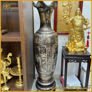 Lộc bình bằng đồng khảm tam khí cao cấp