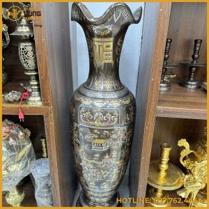 Lộc bình bằng đồng khảm tam khí cao cấp