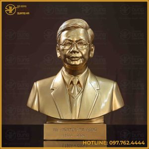 Tượng Bác Trọng bán thân đồng đỏ màu nhũ cao 42cm
