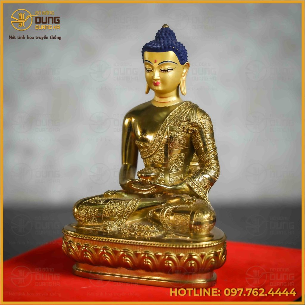 Tôn tượng A Di Đà đồng đài loan 16cm x 11,5cm x 7cm