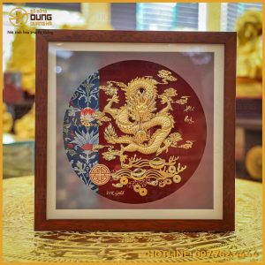 Tranh rồng dát vàng 24k kích thước 30x30cm