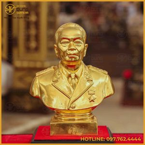 Tượng bán thân Bác Giáp đồng đỏ dát vàng cao 25cm
