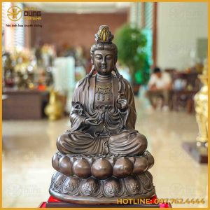 Tượng Phật Đại Thế Chí bồ tát đồng vàng hun cao 40cm ngang 27cm
