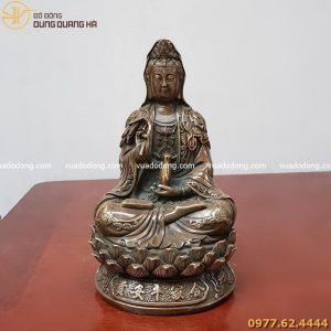Tượng Phật Quan Âm bằng đồng vàng hun