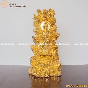 Tượng Phật Quan Âm tòa cửu long mạ vàng 24k